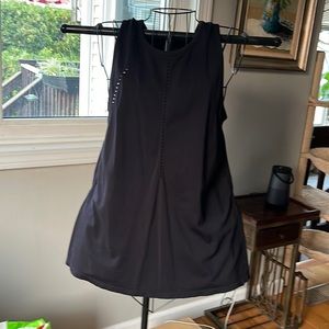 ATHLETA Foothill Crew Neck Split Back Sleeveless Top Black Small S